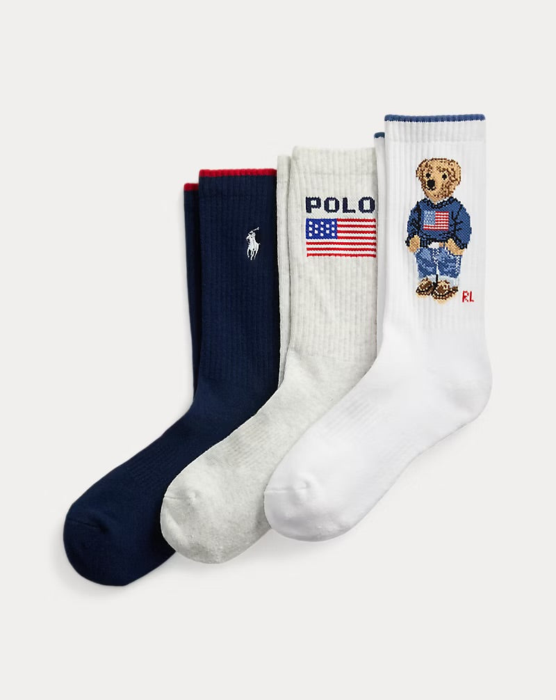 Polo Bear Logo Crew Sock 3-Pack
