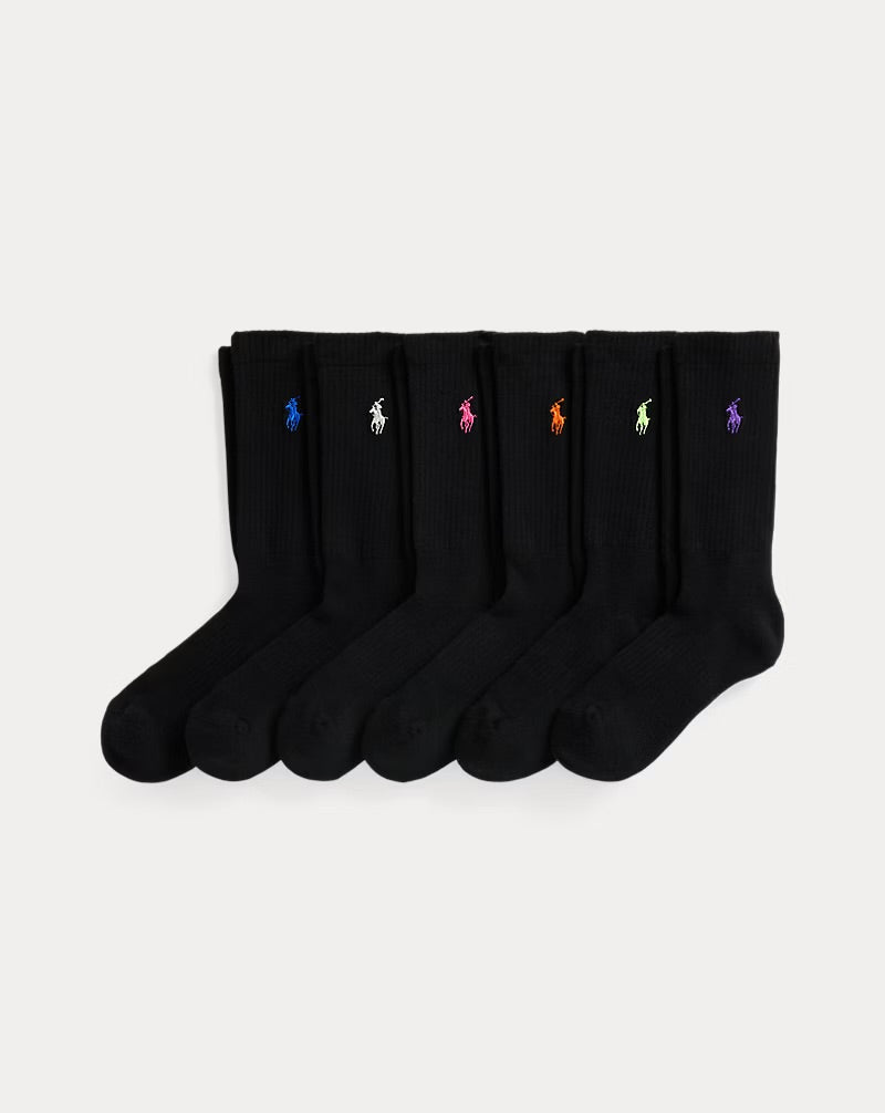 Embroidered Pony Crew Sock 6-Pack
