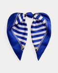Striped Anchor-Crest Silk Square Scarf