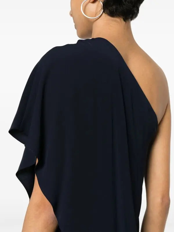 RALPH LAUREN 
Cape Georgette One-Shoulder Jumpsuit - Blue