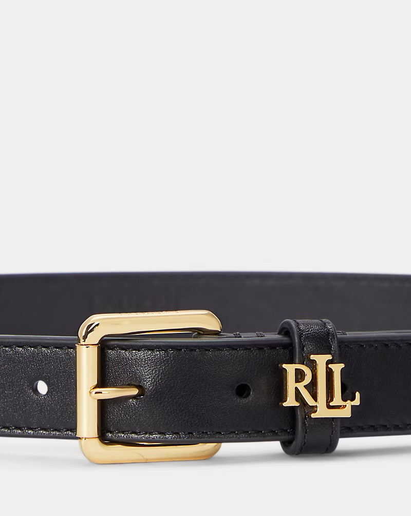 Logo-Keeper Skinny Leather Belt