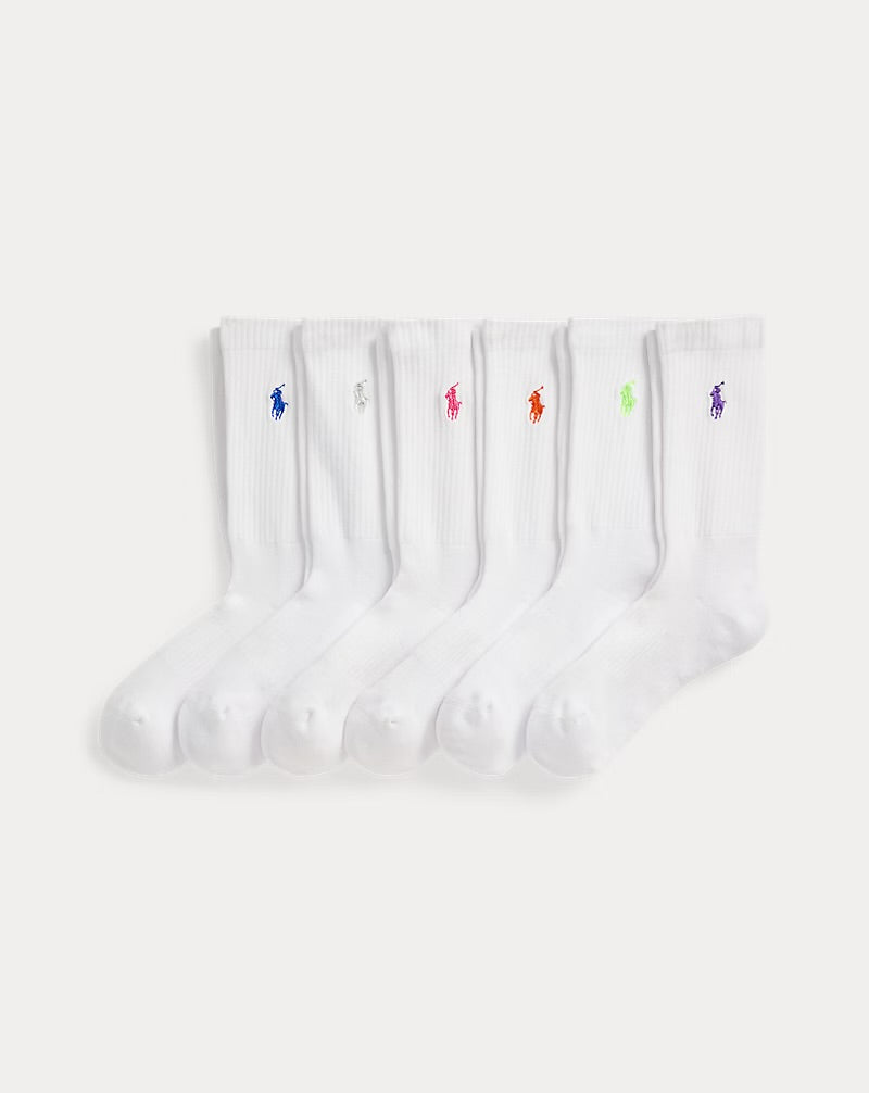 Embroidered Pony Crew Sock 6-Pack