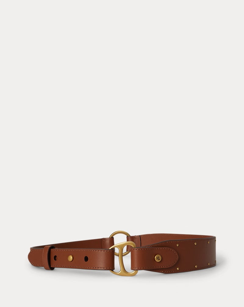 Equestrian D-Ring Studded Leather Belt