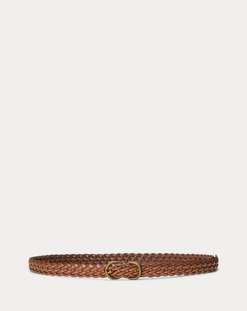 Braided Vachetta Leather Skinny Belt